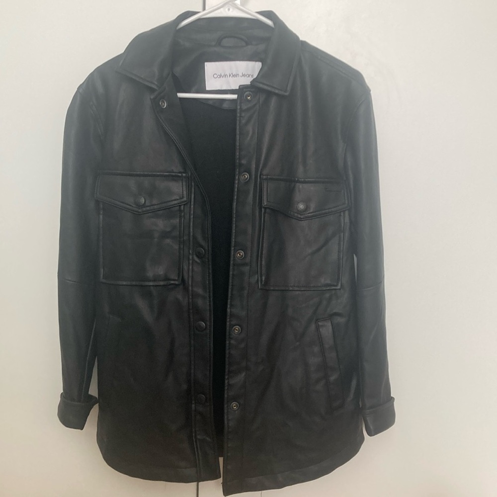 Calvin Klein Faux Leather Shacket